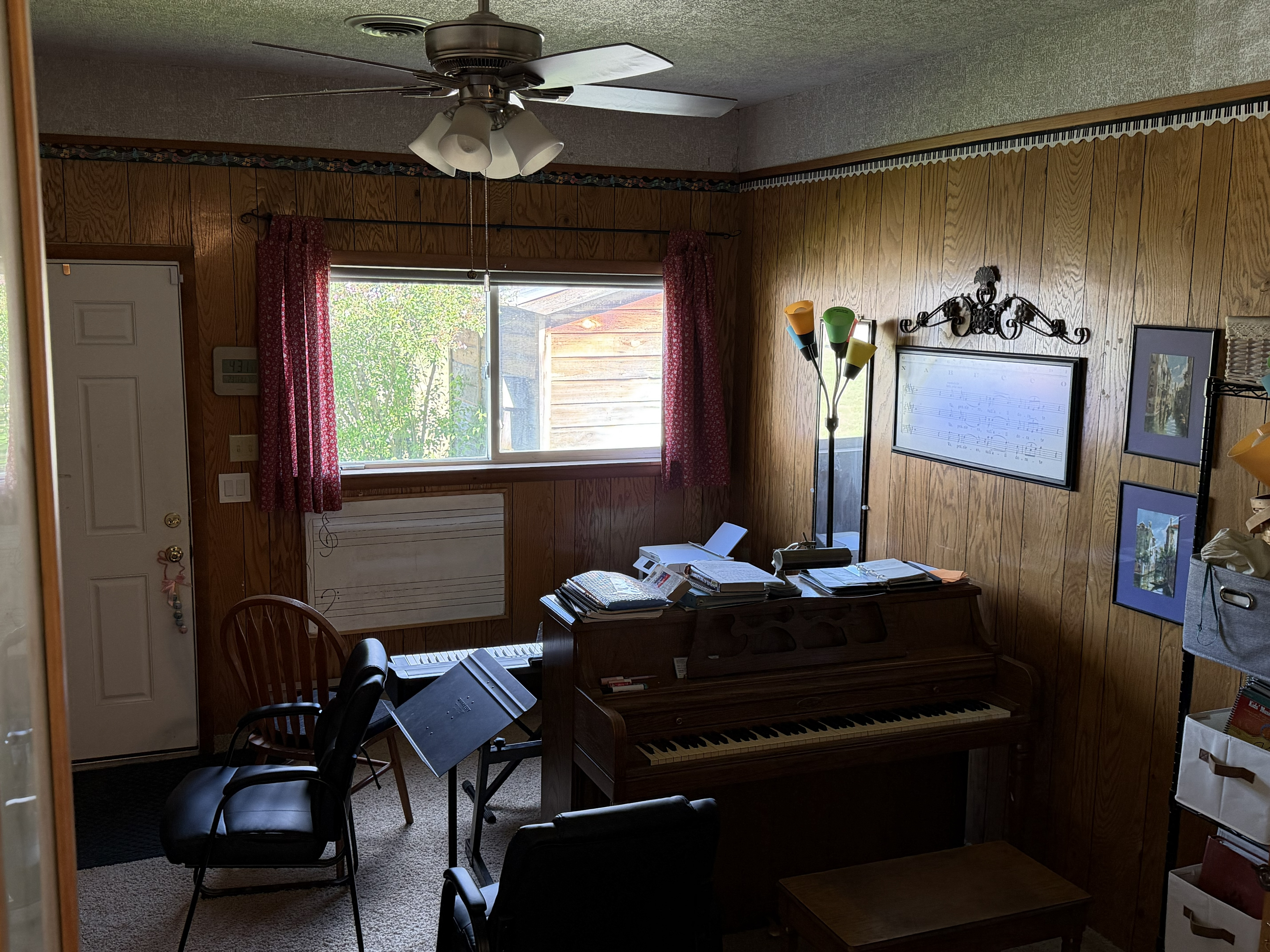 Piano room — converted garage bonus room